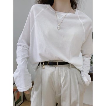 早秋女裝2025新款防曬薄款黑白寬松純棉長袖T恤設計感小眾遮屁股