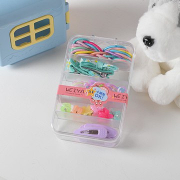 兒童髮束髮夾5格飾品盒-公主藍