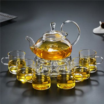 耐高溫玻璃茶壺泡茶壺煮茶壺耐熱防爆高通透茶具套裝高把壺防掉蓋