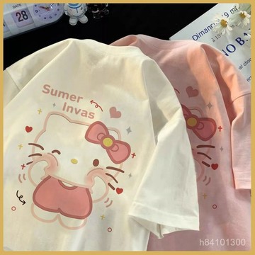 爆款熱推💖全臺免運 【店鋪熱銷】女童凱蒂貓短袖T恤可愛ins風時髦洋氣2025夏季新款上衣服中大童潮 FLRV