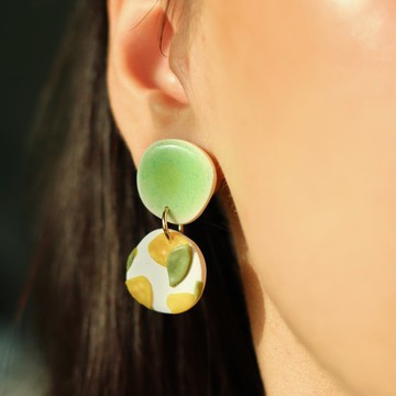 檸檬口味 手作軟陶耳環  14k包金耳針 改夾請備注
