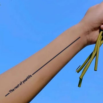 發3張【個性英文】真實感半永久刺青圖案草本紋身貼仿真持久防水