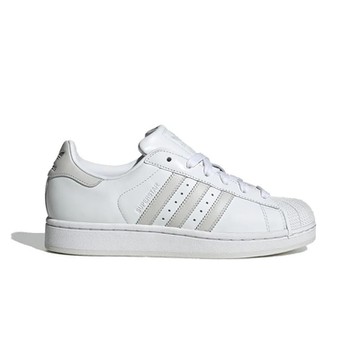 ADIDAS ORIGINALS 愛迪達 阿迪達斯 三葉草 貝殼鞋頭 皮革 女休閒運動鞋-白灰色 SUPERSTAR II W-JH7055