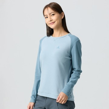 【網路專屬款】女款經典保暖圓領衫(A8TS2548W淺藍灰藍/親膚柔軟)