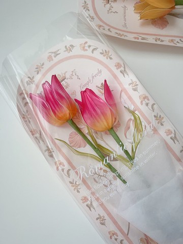 寄語花箋 桃紅 樹脂鬱金香花飾