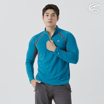 ADISI 男UPF50+防曬抑菌半門襟長袖排汗衣 AL2511020 (S-3XL)｜抗UV 吸濕排汗 防臭 彈性 排汗衣