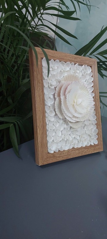 手工白色貝殼壁掛藝術畫
