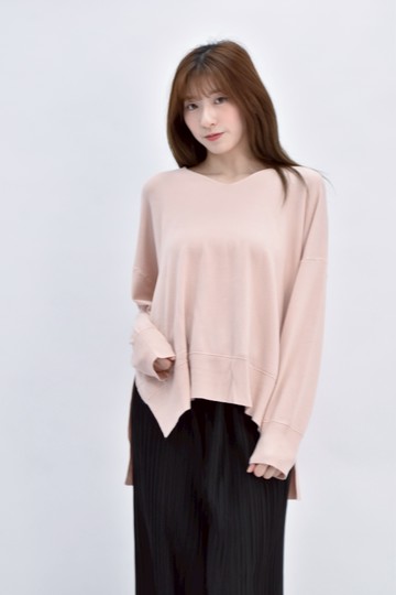 (F) funny powder質感粉色長袖上衣