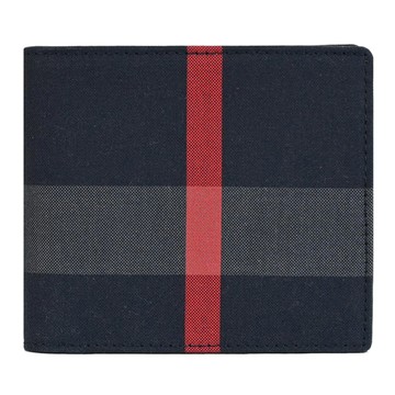 BURBERRY 8084064 英式格紋帆布經典8卡短夾.深藍