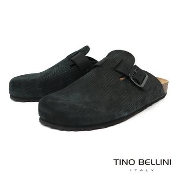 【TINO BELLINI 貝里尼】男款 真皮 慵懶 休閒 勃肯鞋HM0T013-1(黑色)