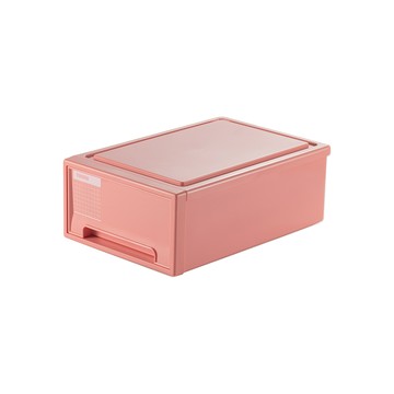 【日本天馬】粉彩調色盤系列18.4寬單層抽屜收納箱-3入珊瑚紅