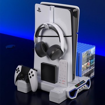 PS5支架 ps5底座 PS5散熱底座 雙手柄充電座充光碟主機支架 適用Slim光䮠/