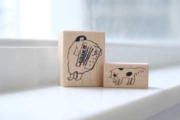 手風琴與小狗 木印章