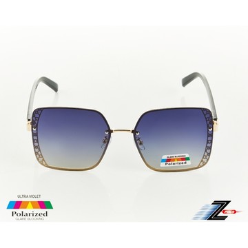 Z-POLS 藝人最愛大框顯小臉圖騰邊設計 雙色高質感搭配Polarized寶麗萊抗UV400偏光太陽眼鏡(有型好搭)