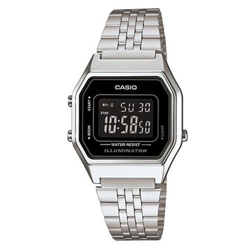 【CASIO】 經典復古數字型電子錶-銀色x黑框黑面 (LA-680WA-1B)
