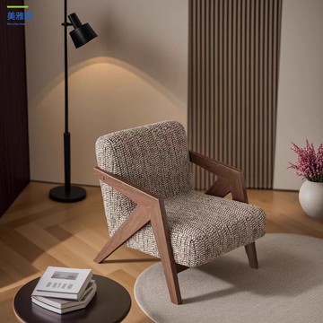 新中式中古風 實木客廳單人休閑沙發椅 古典民宿酒店客廳接待 沙發myg9031