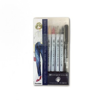 【Kuretake 吳竹】吳竹x菊池敦子 水彩插畫組合 單寧 /組 ECD160-029(日本品牌)