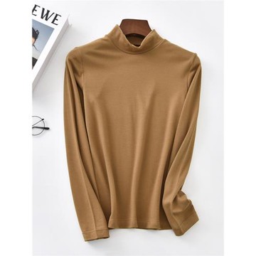 2023秋冬新款德絨高領打底衫女 雙面磨毛長袖T恤女半高領保暖內衣