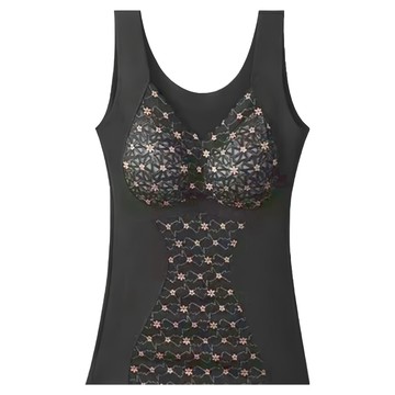 加厚加絨附胸墊塑身內搭保暖背心 雙面細絨  2XL  神秘黑