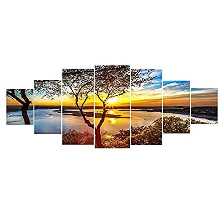 Startonight Glass Wall Art Sunrise on the Lake Nature Acrylic Glass Hug