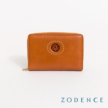 ZODENCE HAN義大利植鞣革時尚拉鍊中夾-經典駝