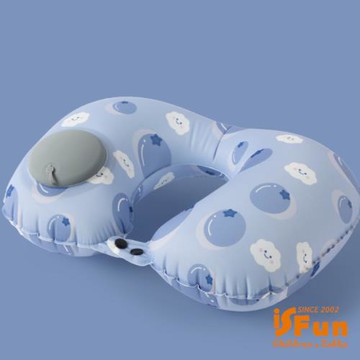 iSFun按壓充氣＊旅行按壓飛機頸枕(附眼罩耳塞)/圖案可選