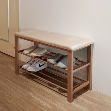 【H&R安室家】質感絨布雙層穿鞋椅 CHF18(鞋架/鞋櫃/椅凳/收納架/置物架/收納鞋櫃)