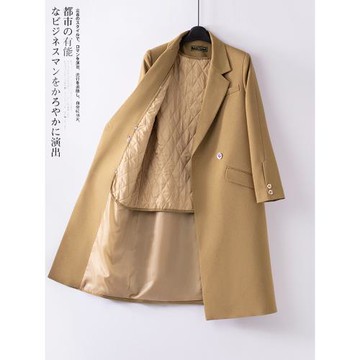 風衣外套女秋冬季加厚加棉2025年新款中長款小個子夾棉西裝大衣