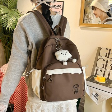 免運🔮撞色簡約書包迷你輕便百搭通勤ins外出雙肩包可愛大學生揹包防潑水 多夾層後背包 出遊旅行背包 雙肩背包 電腦包