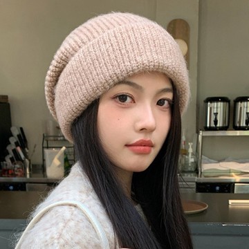 毛線帽 堆堆帽 冷帽 針織帽 毛帽 顯臉小帽子 大頭圍毛帽 包頭帽 護耳帽 保暖帽 029