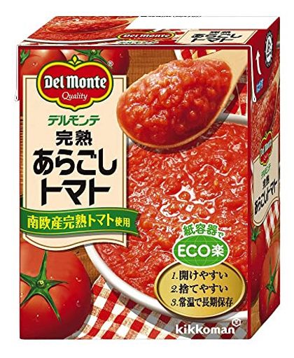 キッコーマン食品 デルモンテ 完熟あらごしトマト 紙パック トマト缶 缶詰 388G12個