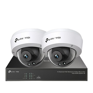 TP-Link 昌運監視器 組合 VIGI NVR1004H-4P 4路 PoE+ 網路主機+VIGI C220I VIGI 2MP 紅外線球型網路攝影機*2