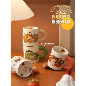 兔年馬克杯高顏值女生杯子帶蓋陶瓷杯咖啡杯禮物辦公室喝水杯茶杯