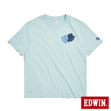 EDWIN 男裝 BLUE TRIP 寬版龜背芋短袖T恤-水藍色