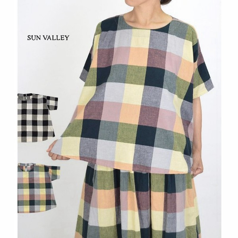 15 Off セール レディース 半袖ブラウス サンバレー Sun Valley 21綿麻 ブロックチェック フレアーpo プルオーバー Sk メール便発送対応可能 通販 Lineポイント最大0 5 Get Lineショッピング