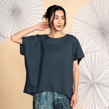 遠山流雲氣球上衣_夜藍