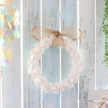 【預訂】菲律賓製 天然貝殼絲帶花圈吊飾