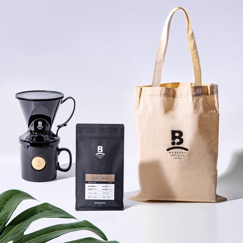 【🌎世界地球日精品咖啡組🌎】伯朗精品咖啡豆薩爾瓦多聖伊蓮娜(250g)+伯朗聰明濾杯+精品金幣馬克杯+伯朗環保胚布背袋