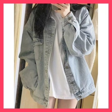 🌈ATC✨刷色牛仔 | 牛仔外套女學生 | 韓版寬鬆休閒牛仔衣服 | 百搭小衆大碼女裝