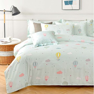 LoveCity 寢城之戀 吸濕排汗萊賽爾天絲 床包枕套組 台灣製  熱氣球  單人  床包 + 枕套
