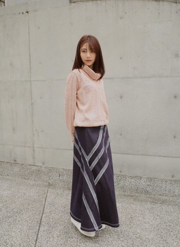 UUIN _ 藍斜裁牛仔長裙