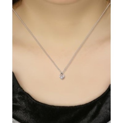 ダイヤモンド ネックレス ペンダント 0.2ct K10WG 星 花 モチーフ 4月