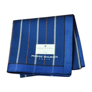 PIERRE BALMAIN 經典條韻圖騰字母LOGO帕巾(寶藍/49CM)