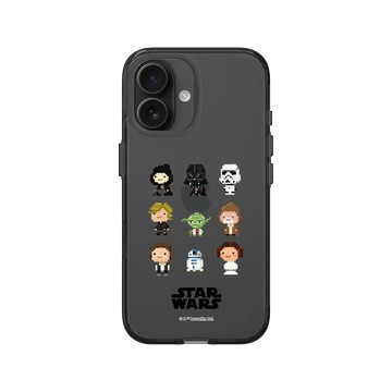 iPhone 16 Clear (相機按鈕) 酷墨灰 - 迪士尼-星際大戰 Star Wars - 星際大戰 – Q版角色混合