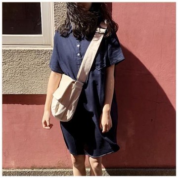 洋子家新款日式手作日本潮包可調節橫款翻蓋帆布包書包旅行斜挎包