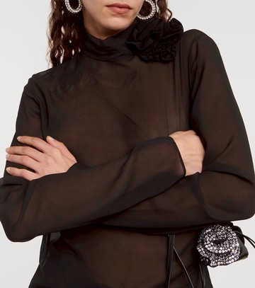 Magda Butrym Floral-appliqué sheer silk blouse