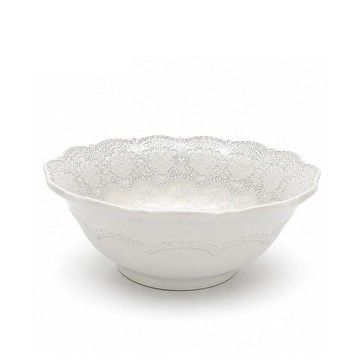 義大利VBC casa 手工浮雕蕾絲系列 25cm沙拉碗 米白色