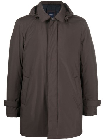 Barba - zip-up hooded parka - men - Polyester/Polyester/Polyurethane - 50 - Brown