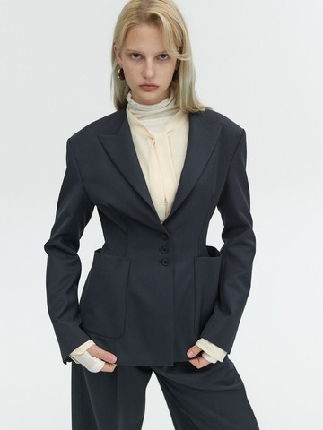 HOURGLASS WOOL JACKET_DARK NAVY