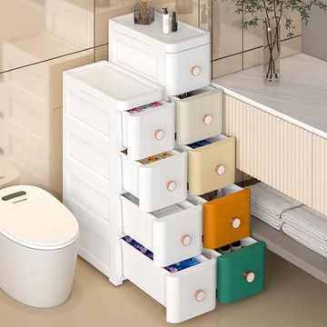 ✅衛生間夾縫收納柜抽屜式窄縫馬桶加深客廳沙發置物架廚房儲